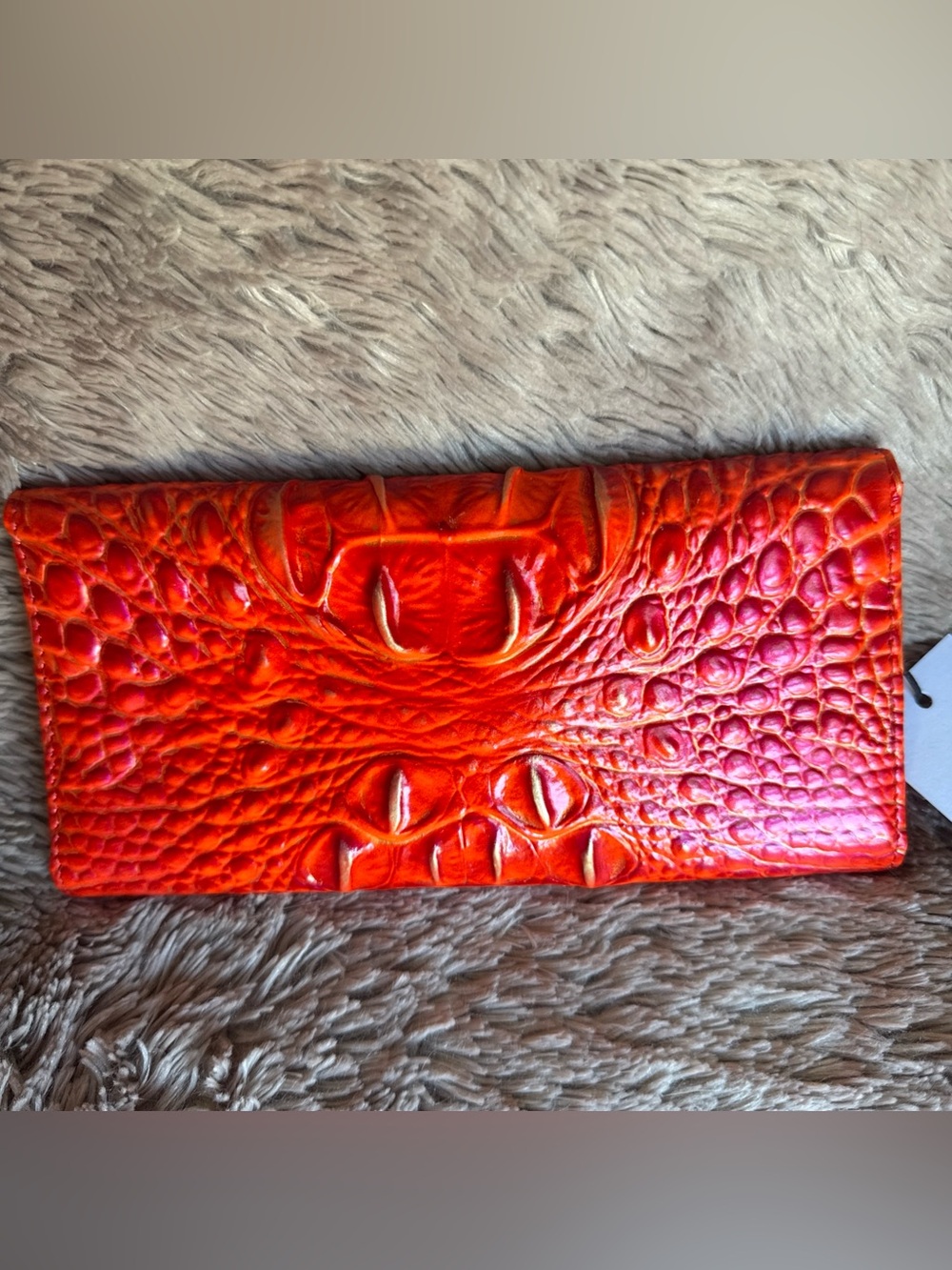Brahmin Small Elaine FLAME Croc-Embossed Satchel with Matching Wallet - Picture 9 of 14